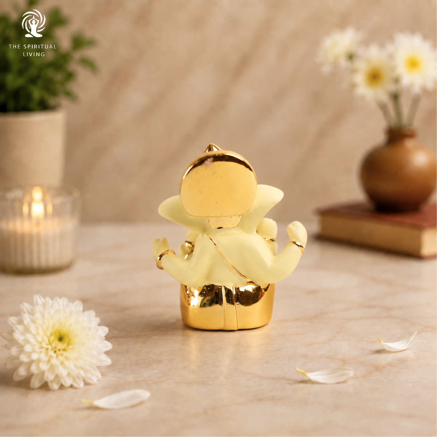 Gold Plated Mukut Ganesh Idol for Car Dashboard | 2.5 Inch | Home Decor | Office | Showpeice | Housewarming Gift |