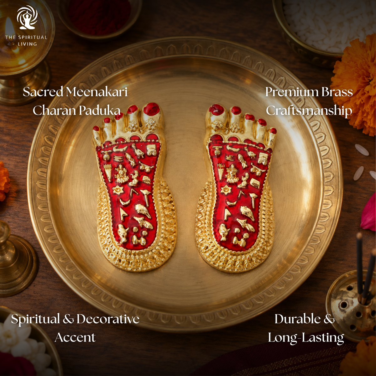 Gold Plated Meenakari Charan Paduka | 3 Inch | Paduka for Puja | Ideal for Laxmi Puja |