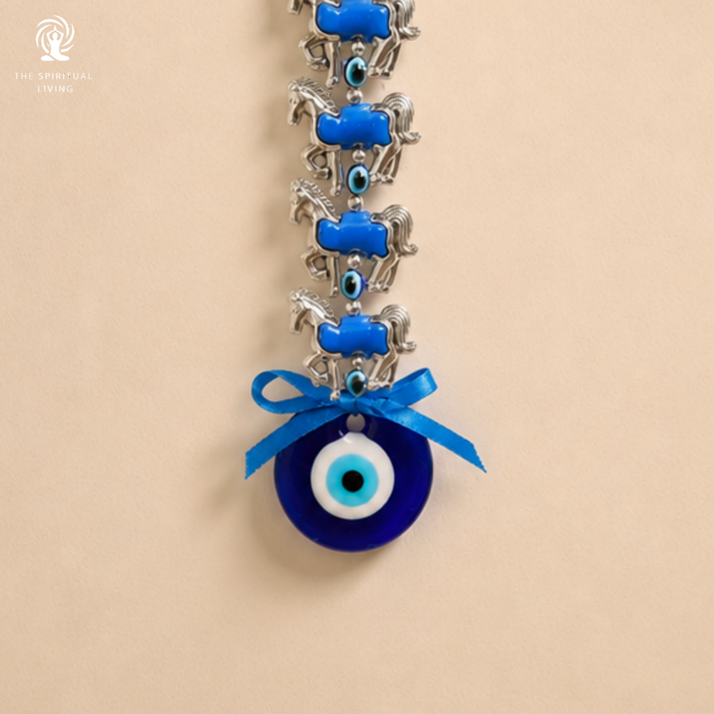 Evil Eye Wall Hanging with 7 Horses - 12 Inch