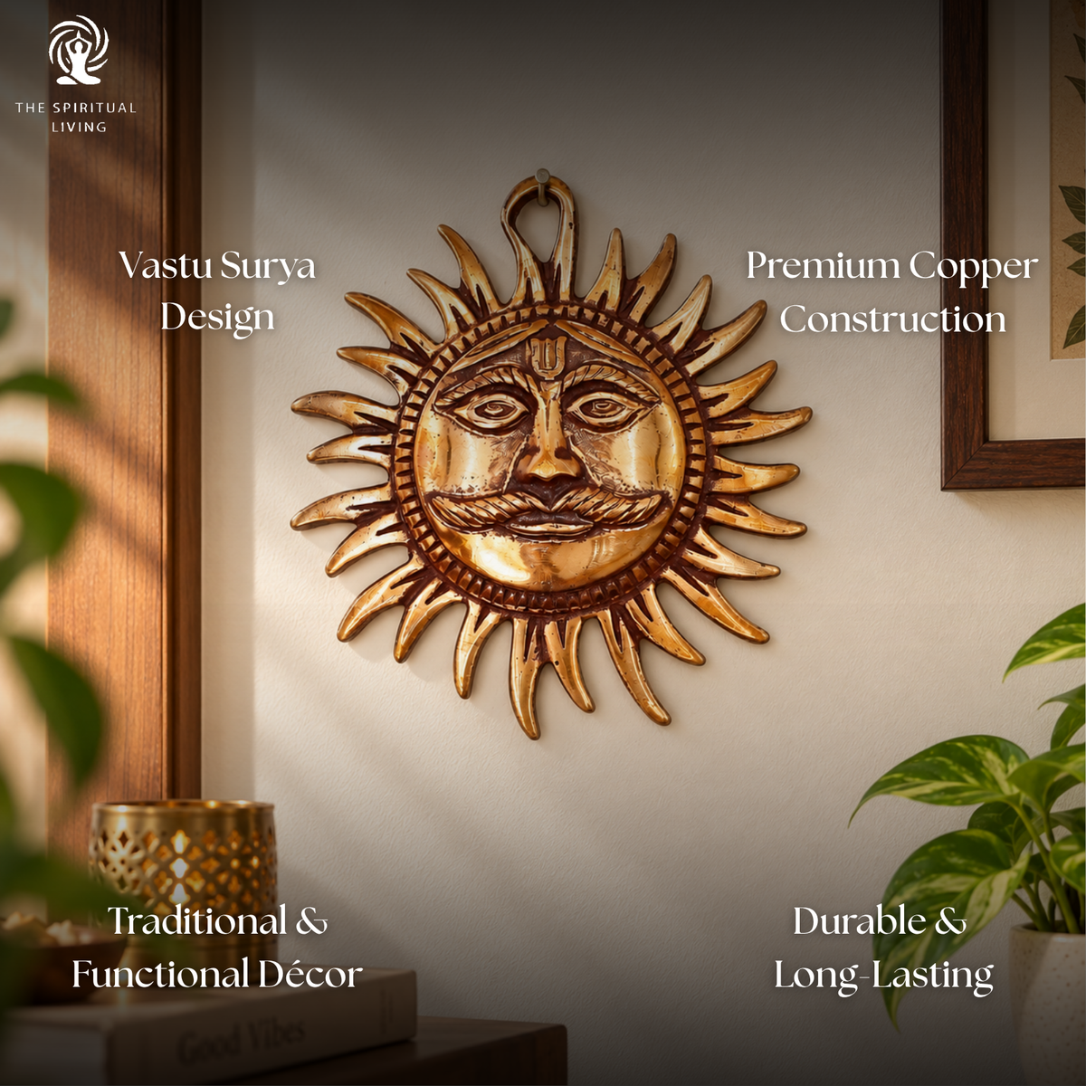 Copper Vastu Surya for Missing Window at East Wall - Vastu Remedy -  Size - 5 Inch