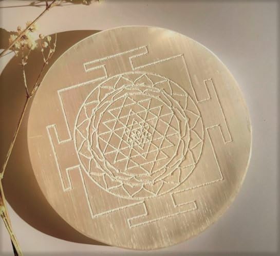 Natural Selenite Shree Yantra Charging Plate