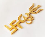 Brass Swastik Om Trishul Trishakti Yantra - Vastu Remedies - Door Entrance - 4 Inches