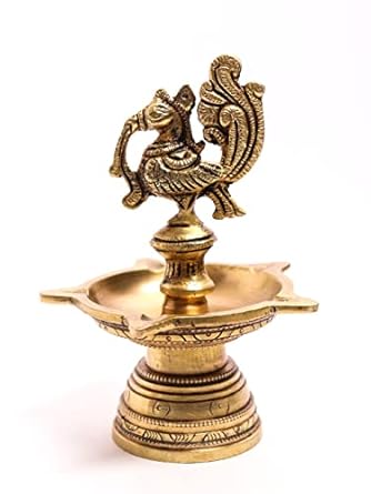 Brass Peacock Oil Lamp Diya