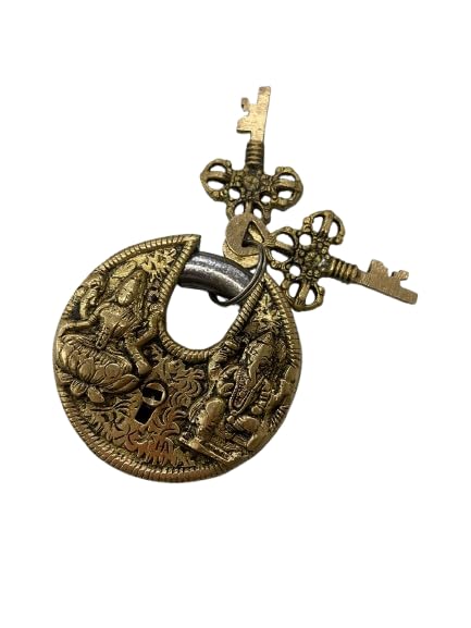 Brass Traditional Lakshmi Ganesh Lock - 3 Inch