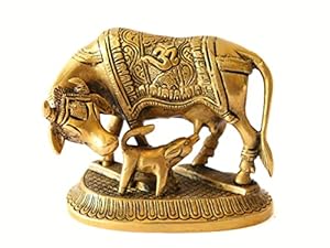Handmade Ethnic Indian Cow & Calf Showpiece ( Brass)