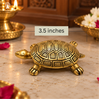Pure Brass Tortoise for Vastu | 3.5 Inch | Golden Feng Shui Turtle Idol for Wealth, Prosperity & Good Luck