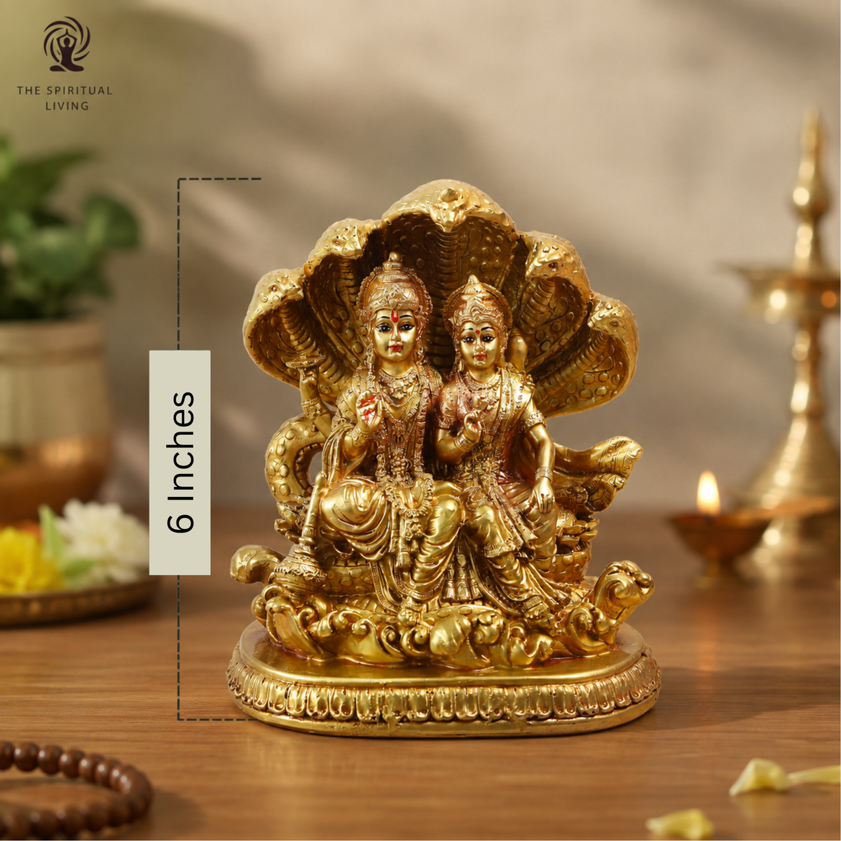Resin Vishnu Laxmi On Sheeshnag | 6 Inch | Idol | Lakshmi Narayan Idol for Gift |
