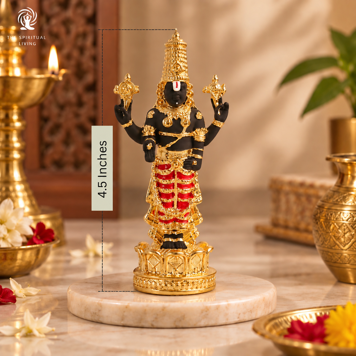 24 Carat Gold Coated Balaji Idol - 4.5 Inch