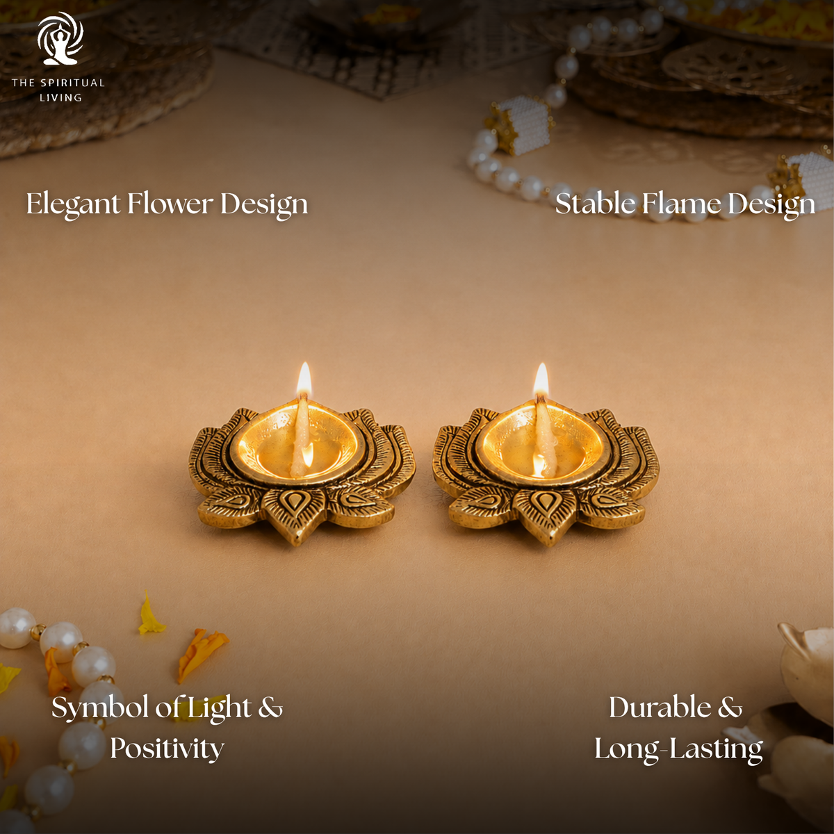 Brass Flower Diya - 2.5 Inch