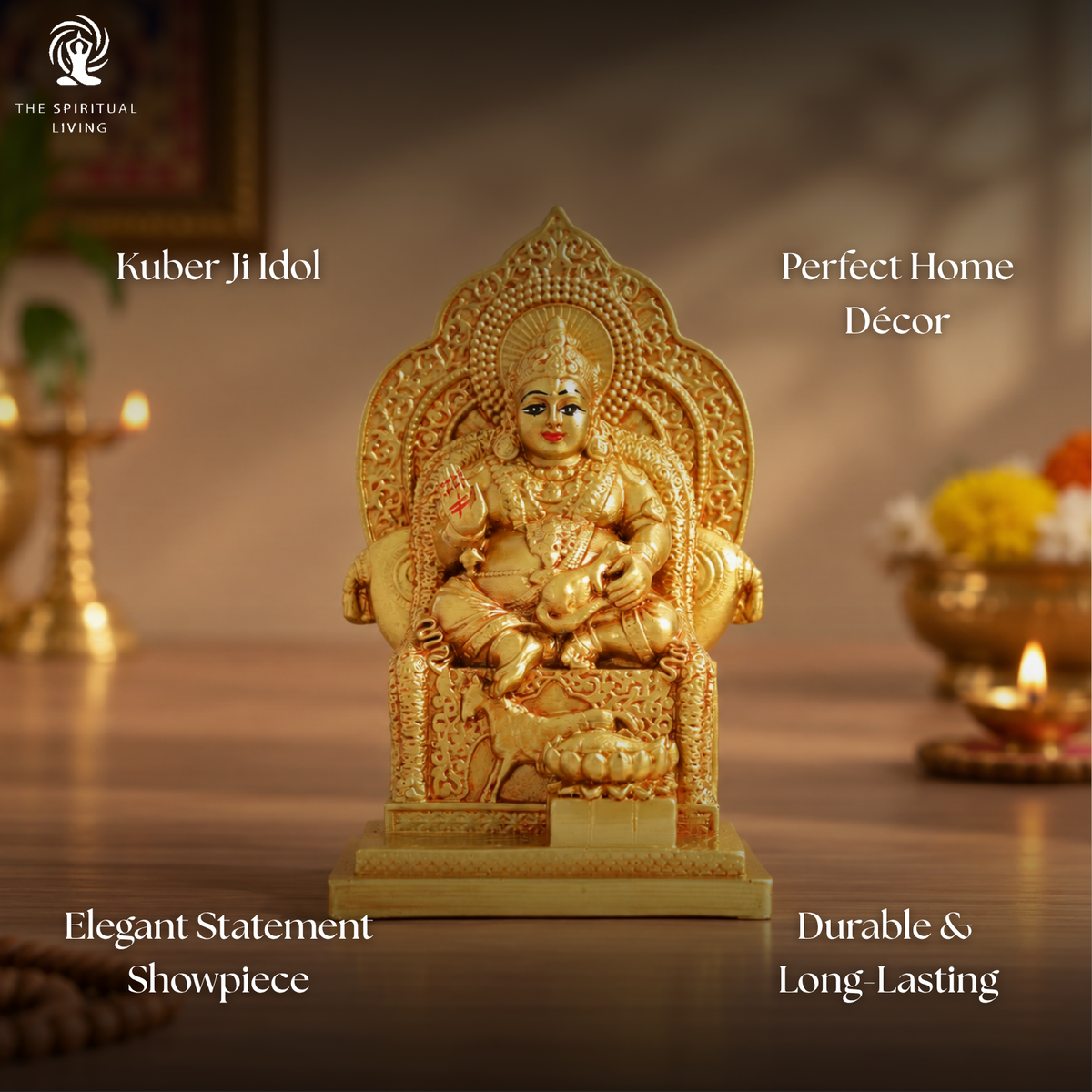 Resin Kuber Ji Ki Murti | 9.5 Inch | Kubera Idol |  Vastu Showpiece for Good Luck | Home & Office |