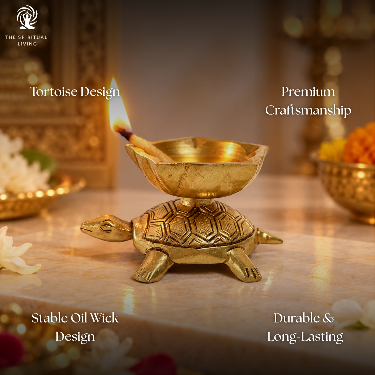 Tortoise Oil Lamp Diya (Brass) 3 inch