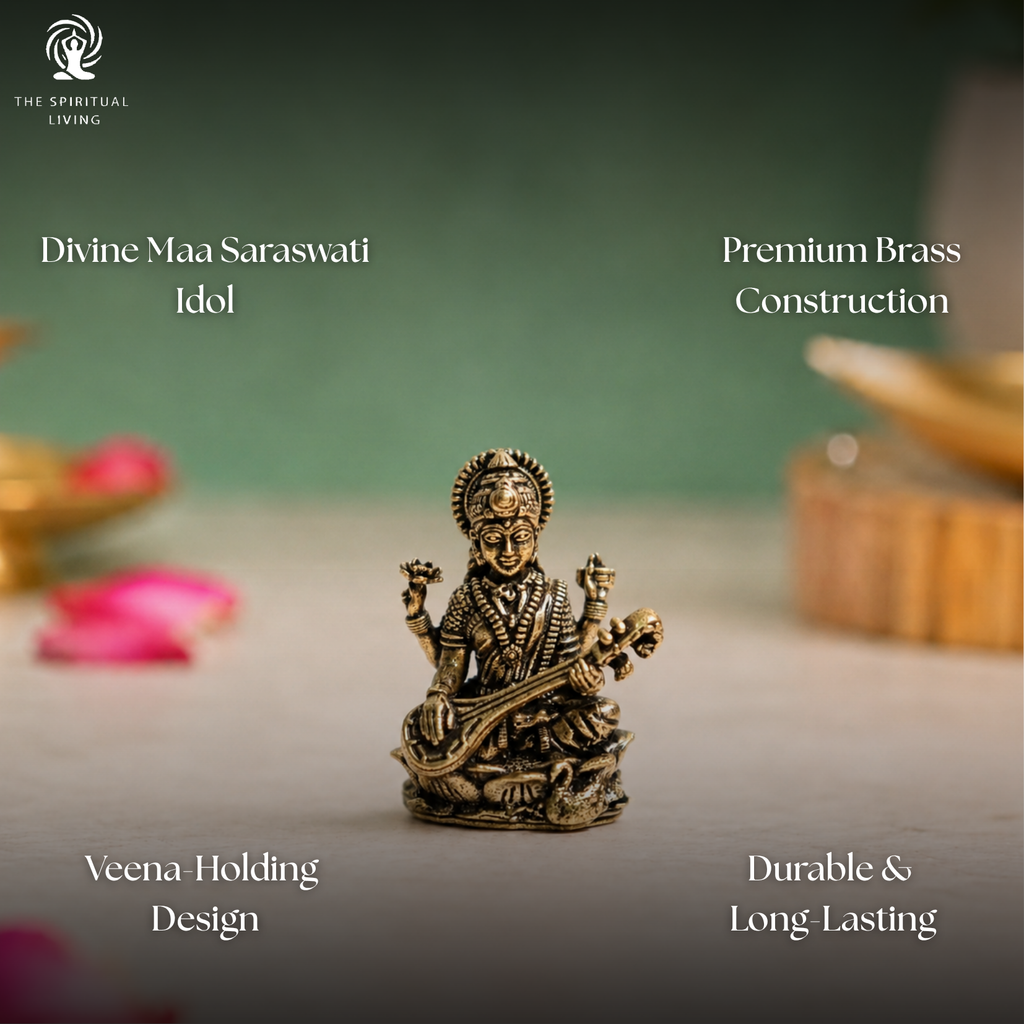 Saraswati Maa Murti Miniature | 1 Inch | Collectable Figurines | Saraswathi Idol | Small | Saraswati with Veena |