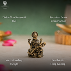 Saraswati Maa Murti Miniature | 1 Inch | Collectable Figurines | Saraswathi Idol | Small | Saraswati with Veena |