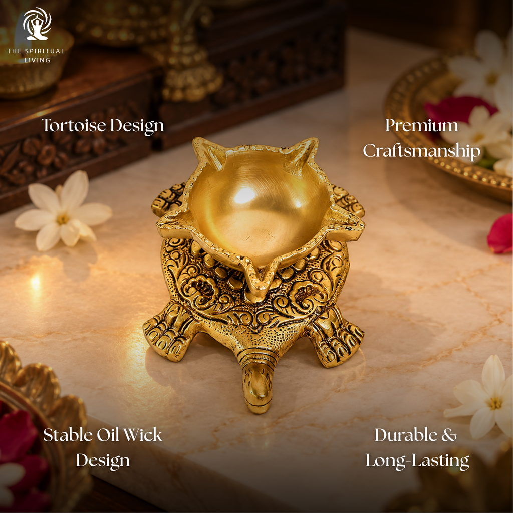 Tortoise Oil Lamp Diya (Brass) 5.5 Inch