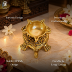 Tortoise Oil Lamp Diya (Brass) 5.5 Inch