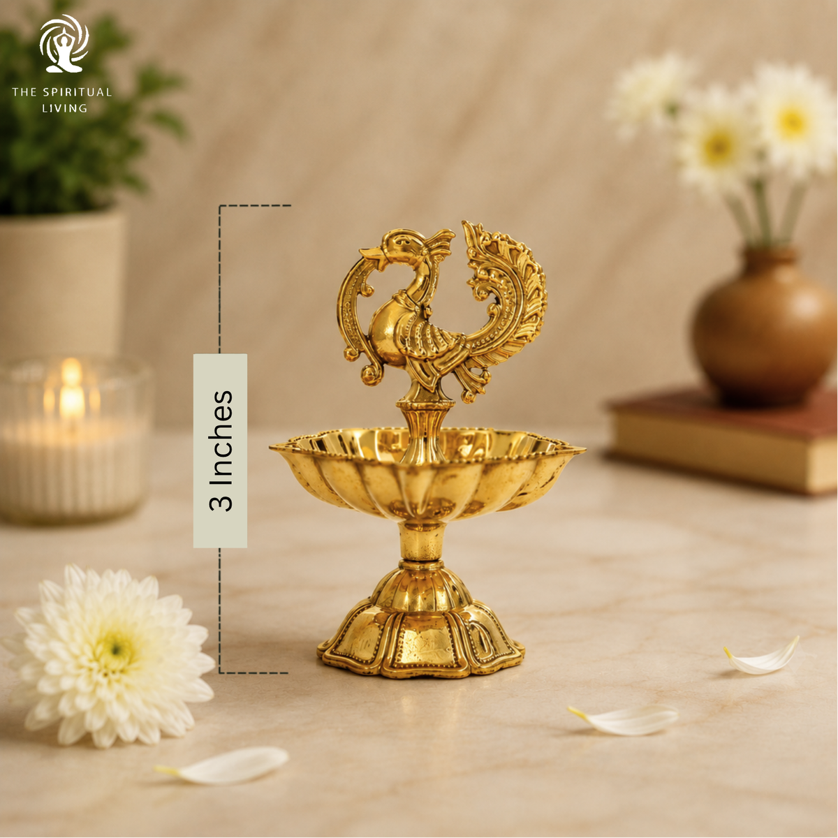 Peacock Diya | Pack of 2 | Design Brass Diya | Kuthu Vilakku | 3 Inch | for Diwali |