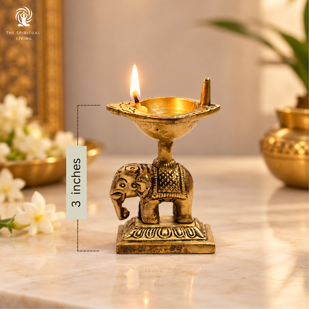 Elephant Diya Brass | 3 Inch | Pital Ka Dipak | Deepam Kundulu | Diwali | Home and Office |