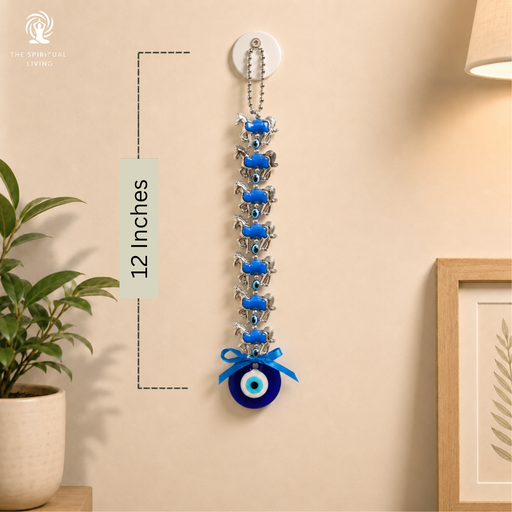 Evil Eye Wall Hanging with 7 Horses - 12 Inch