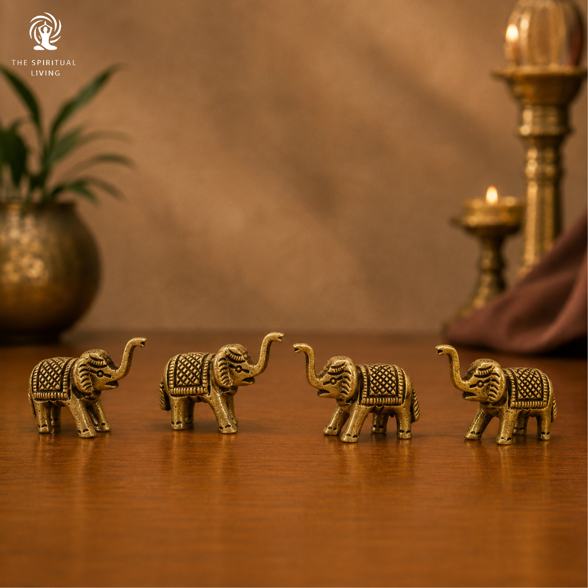 Small Brass Elephant - 1.5 Inch - 4 PCS