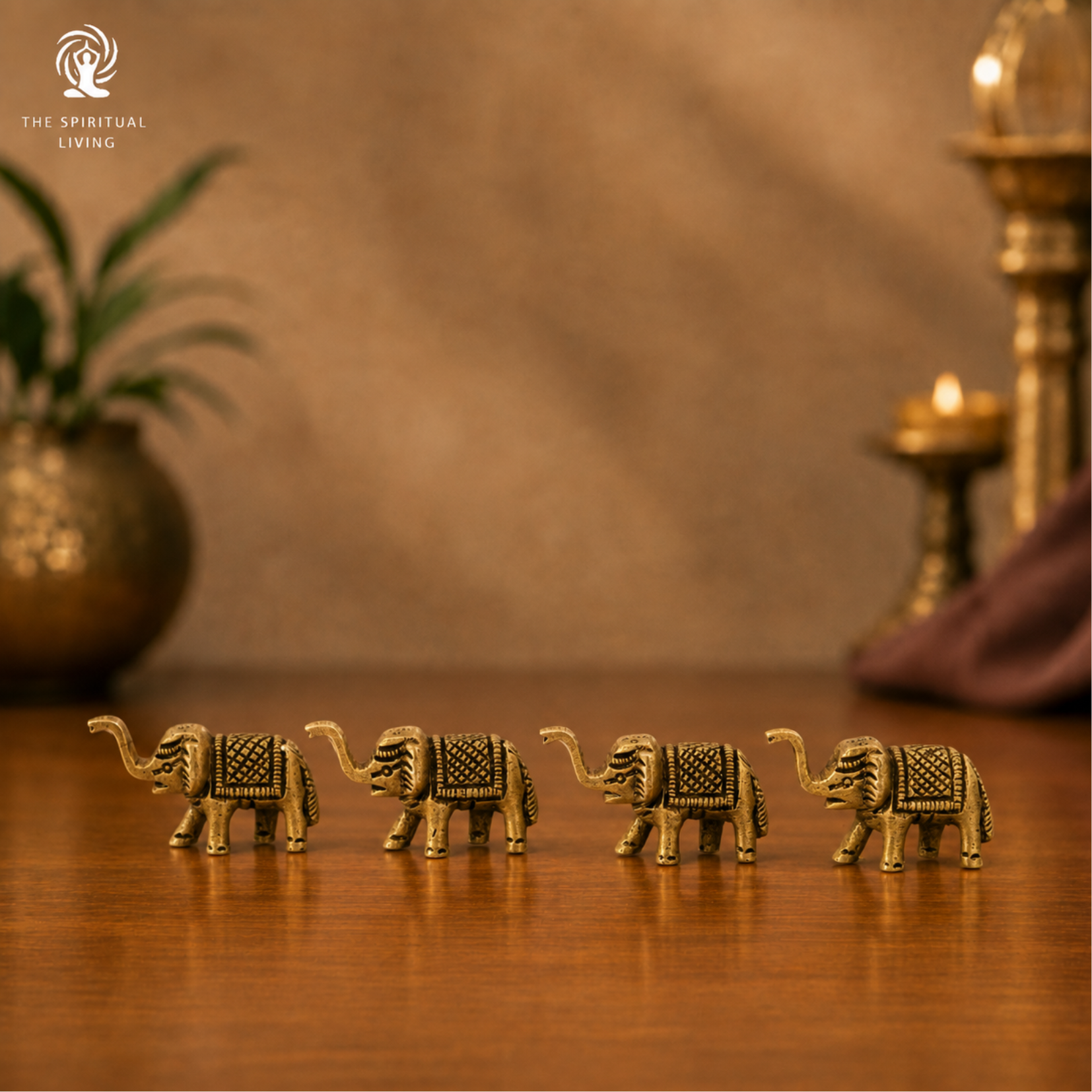 Small Brass Elephant - 1.5 Inch - 4 PCS