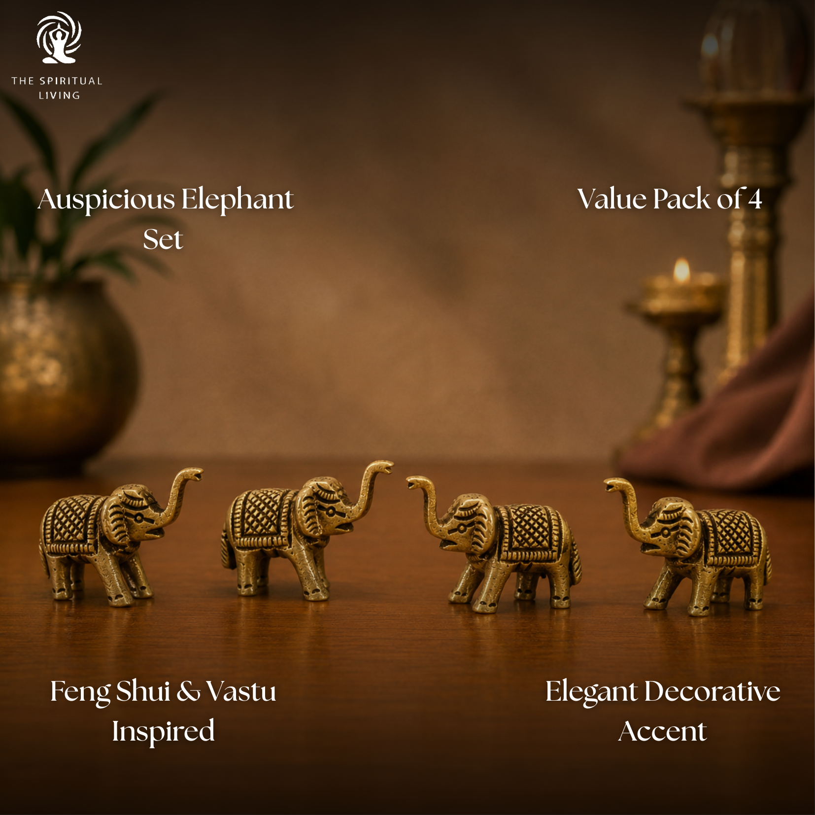 Small Brass Elephant - 1.5 Inch - 4 PCS