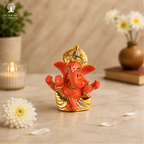 Gold Plated Mukut Ganesh Idol for Car Dashboard | 2.5 Inch | Home Decor | Office | Showpeice | Housewarming Gift |