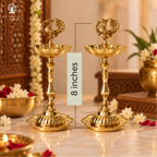 Brass Samay Diya - 8 Inch - 2 pcs Set
