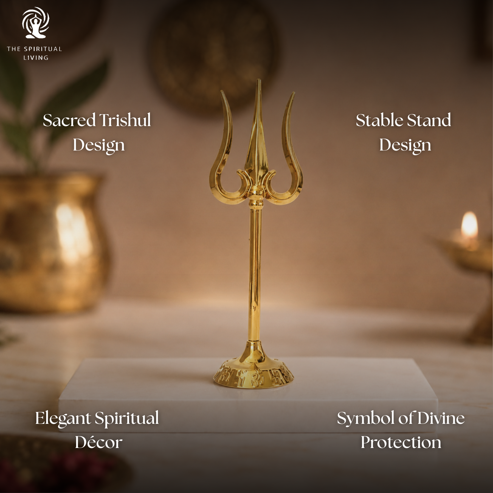 Zinc Trishul Stand - 6 Inch