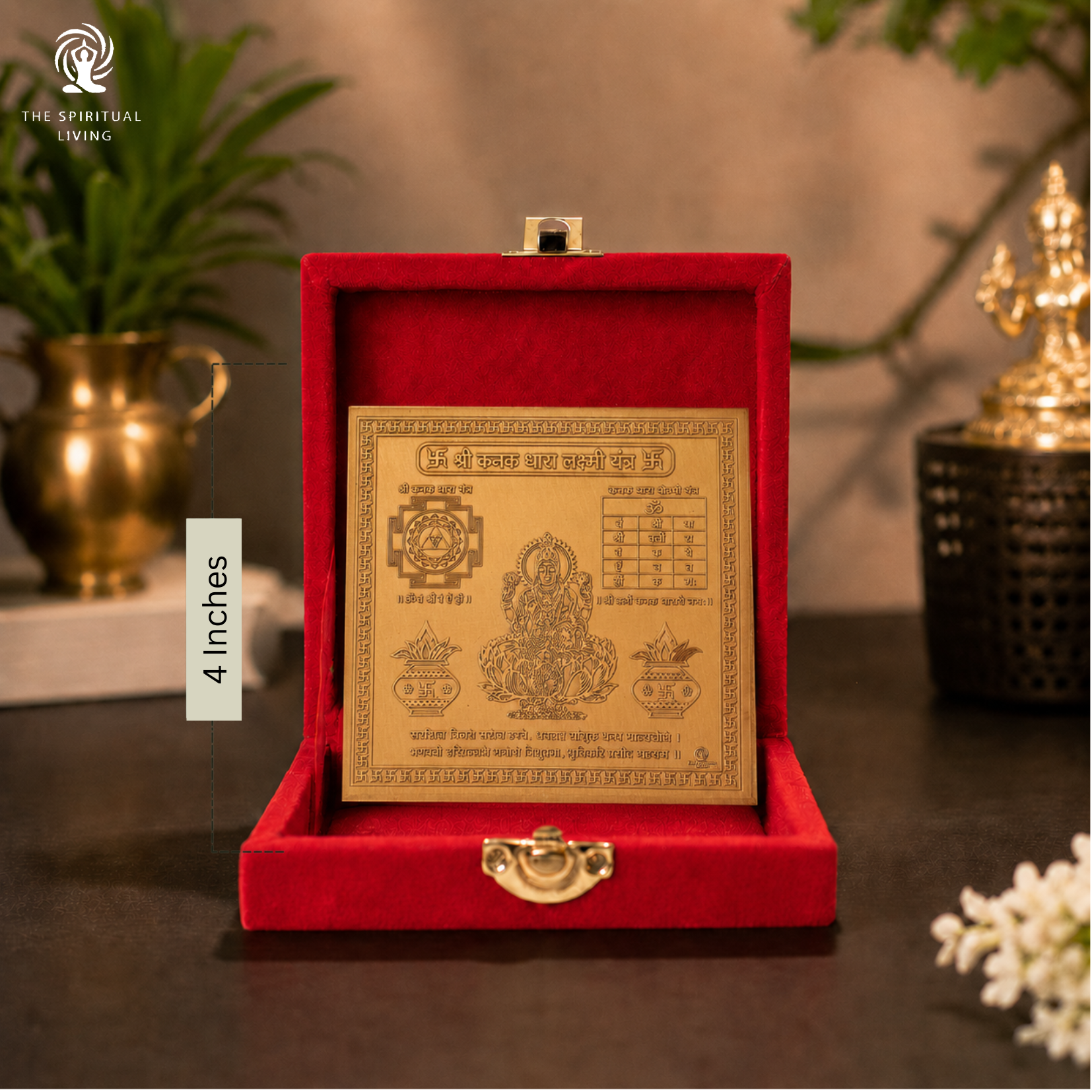Copper Kanakdhara Laxmi Yantra | 4 Inch | कनकधारा लक्ष्मी यंत्र | Cash Boxes - Offices | Temples | Work Desks |