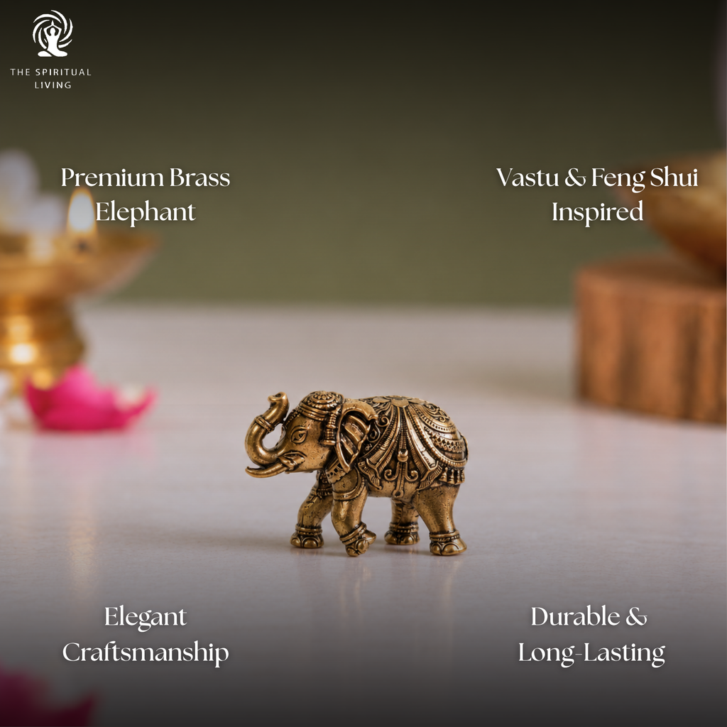 Premium Brass Elephant Idol Miniature | 1.5 Inch | Car Dashboard | Vastu & Feng Shui |