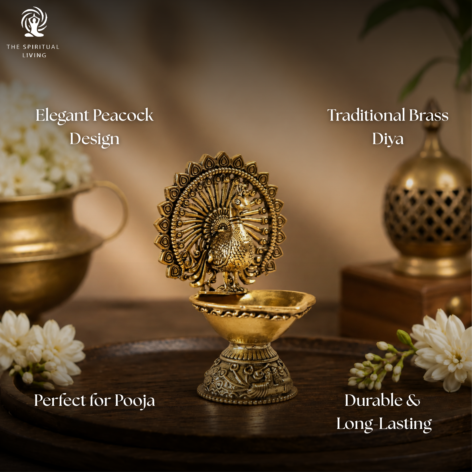 Brass Small Peacock Diya | 3 Inch |Small Diya for Gifting - Pooja - Mandir | Mor Deepak | Pital |