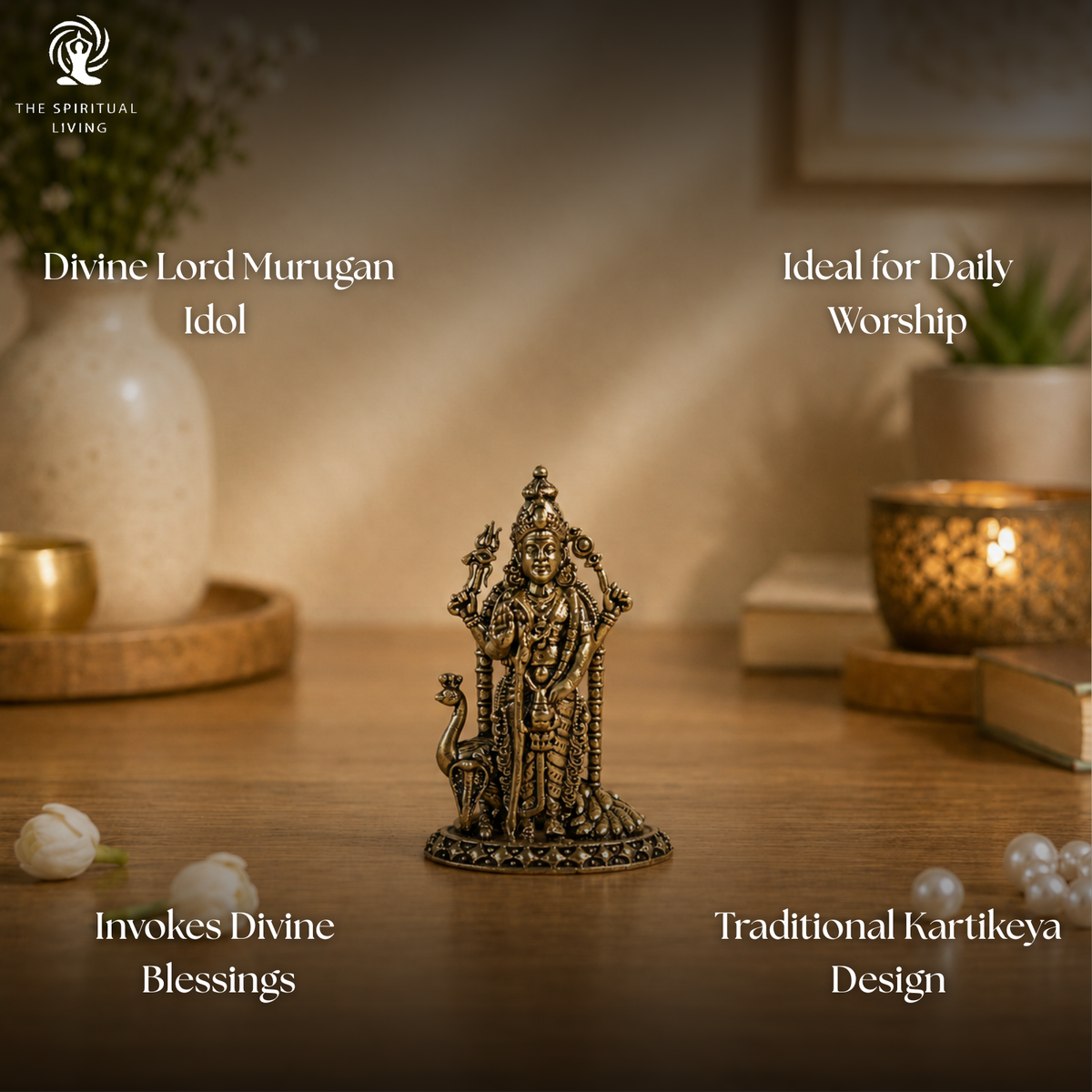 Brass Murugan Idol Mini | 2 Inch | Kartikeya Idol | Lord Kumaraswamy |
