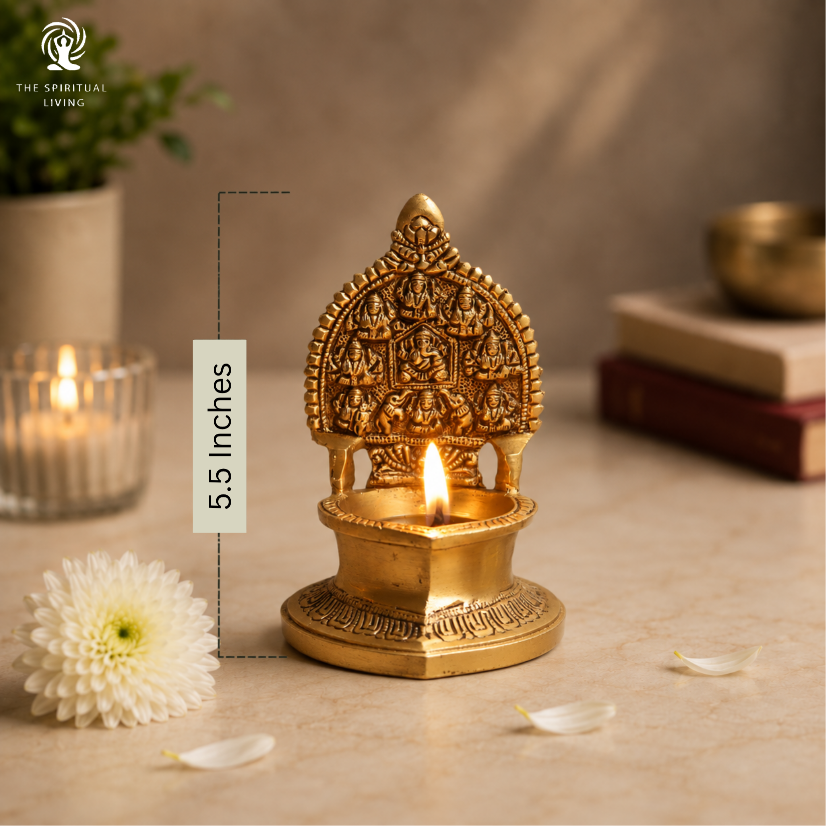 Brass Ashtalakshmi Deepam Diya Lamp Vilakku | 5.5 inch | Diwali Decoration | Gift Items | Kundulu |