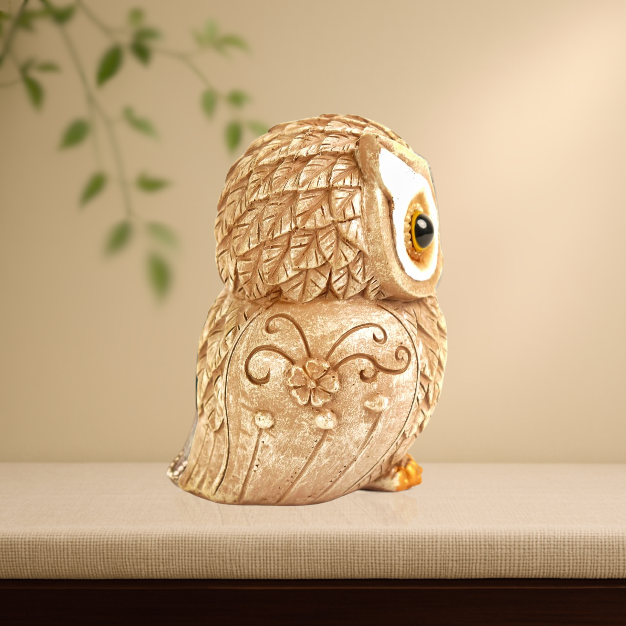 Owl Statue for Good Luck - 4 Inch (Beige)