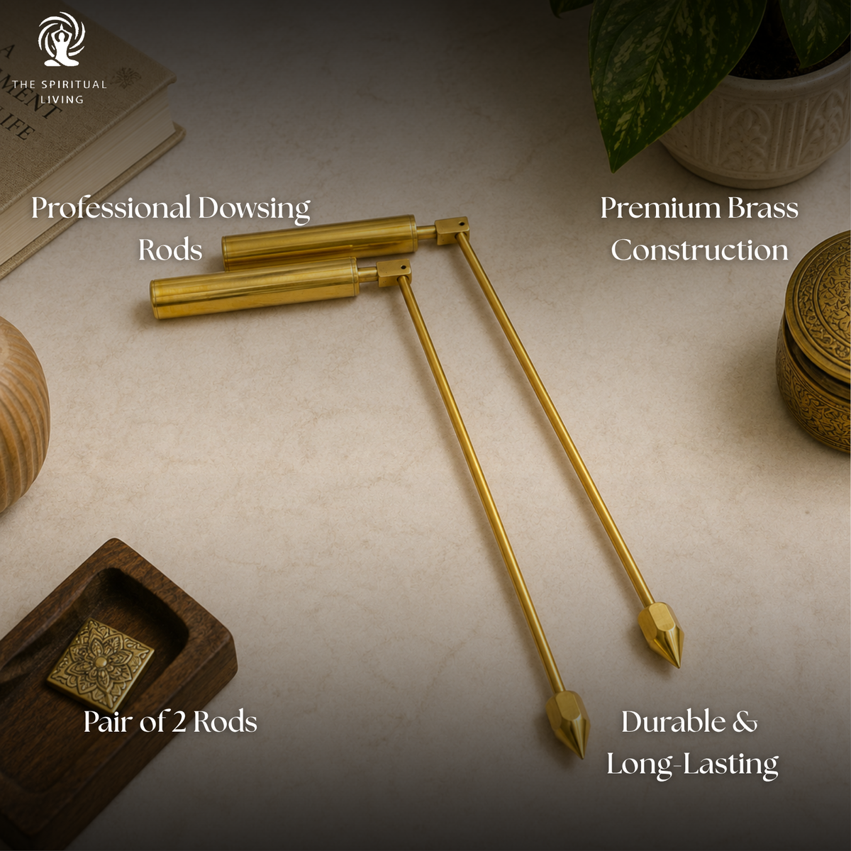 Brass Dowsing L Rods Pair - 13 inch