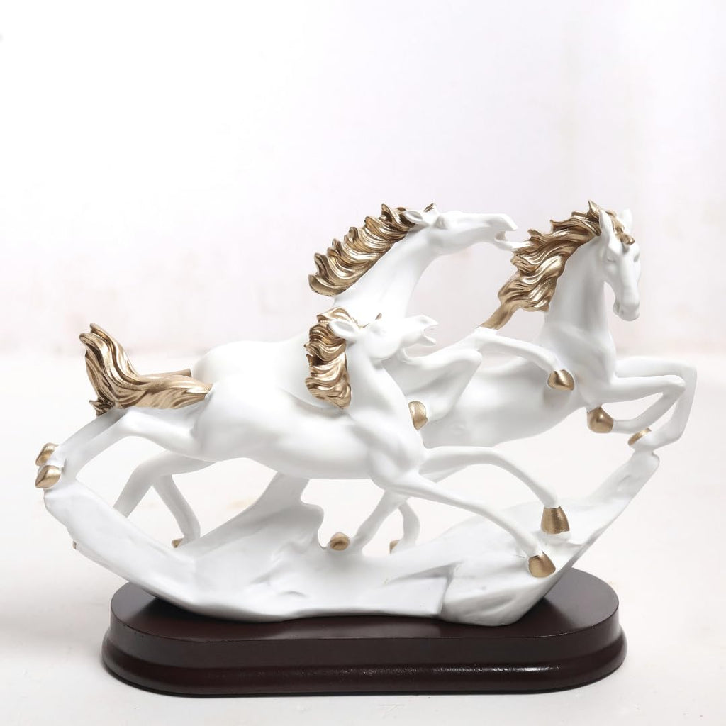 The Spiritual Living 3 Running Horse Figure White | 7 Inch | Feng Shui Items for Good Luck | Home | Running Horses Wall Decor | Showpiece |