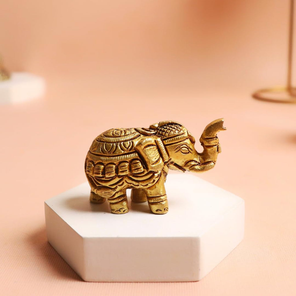 Brass Small Elephant Pair | 2 Inch | Show Pieces  | Pital Ke Hathi Jodi