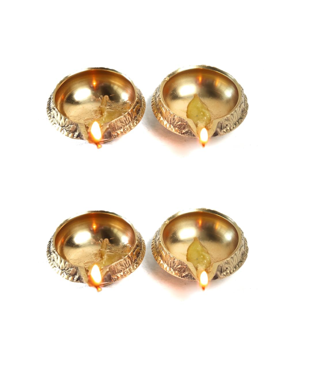 Brass Diya for Pooja | 2.5 Inch - Set of 4 | Kerala Kuthu Vilakku | Deepam Kundulu | Diwali |