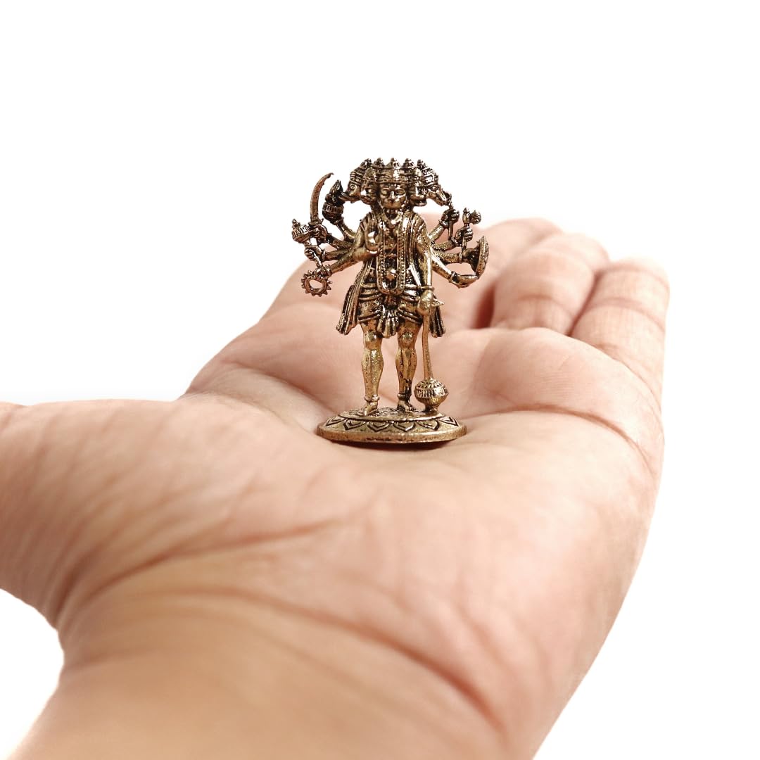 Brass Panchmukhi Hanuman Miniature | 1.5 Inch | Small | Hanuman Ji | जय श्री राम |
