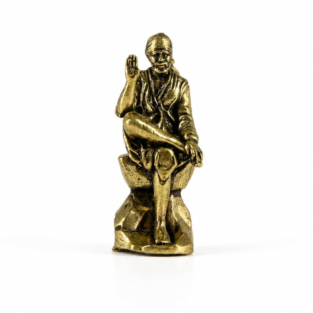Brass Sai Baba Miniature Idol | 1.25 Inch | Sainath Murti | Home Temple | Shirdi Wale | साईं बाबा |