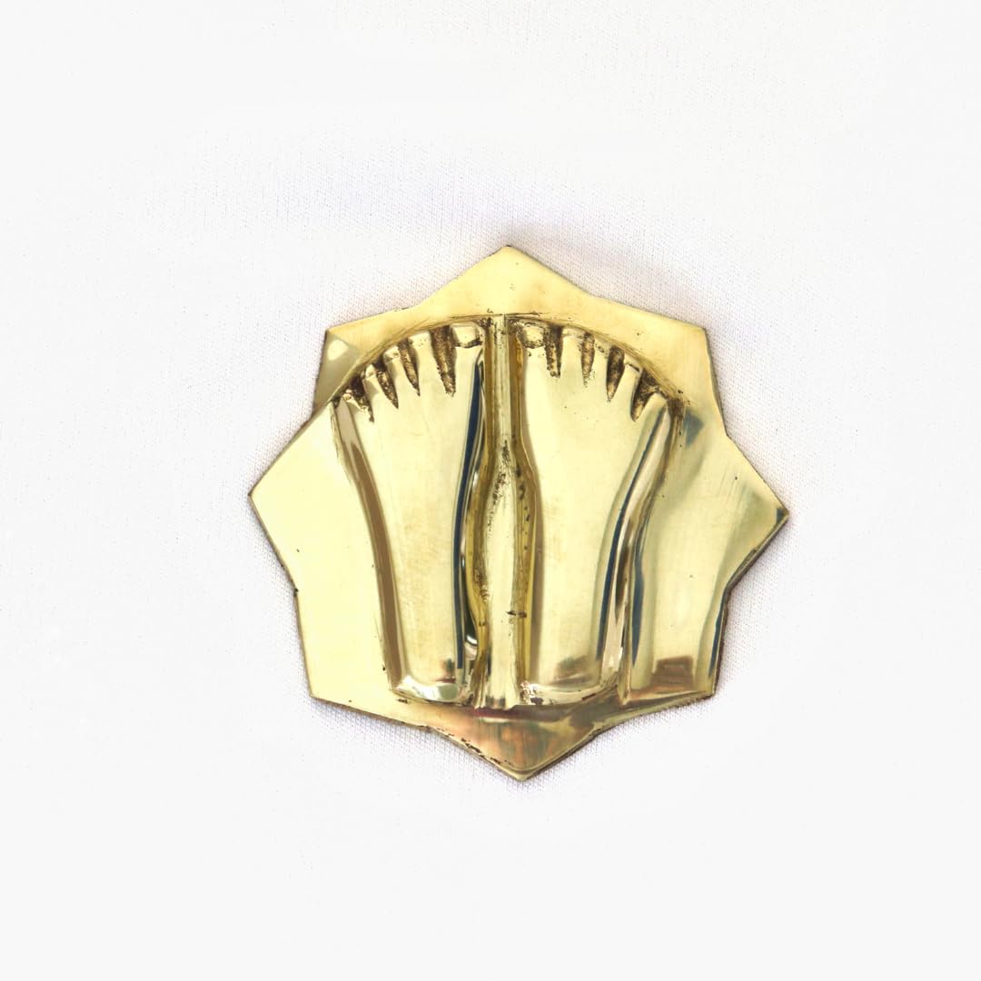 Brass Paduka for Puja | 2.75 Inch | Pooja | Laxmi Charan | Door |