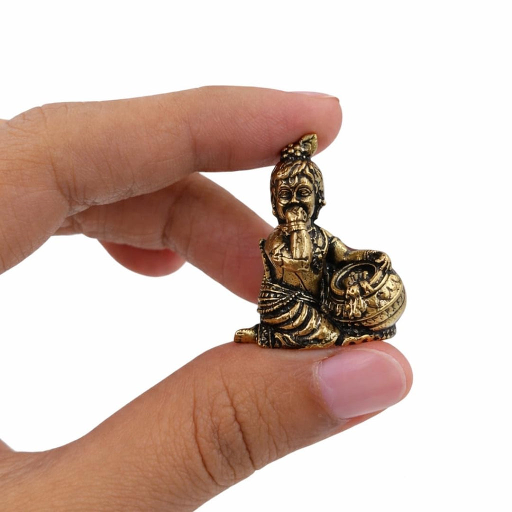 Brass Bal Krishna Idol | 1 Inch | Miniature Murti | | Statue Collectible Idol | For Gift | Home Decor | Item |