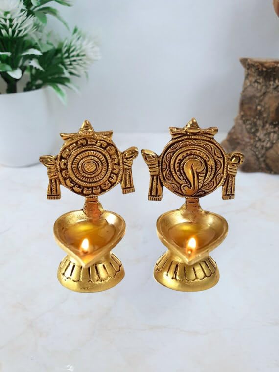 Brass Shank Chakra Diya