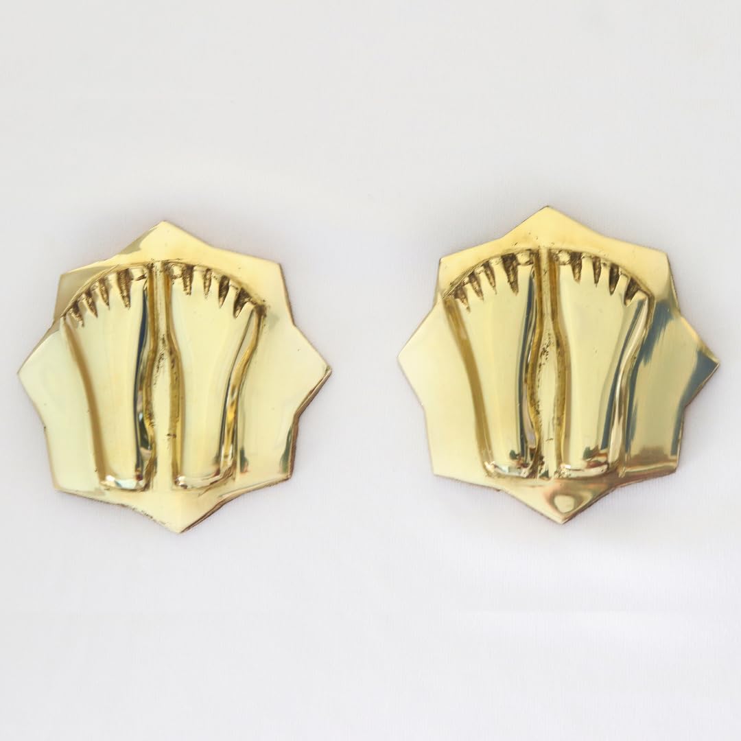 Brass Paduka for Puja | 2.75 Inch | Pooja | Laxmi Charan | Door |
