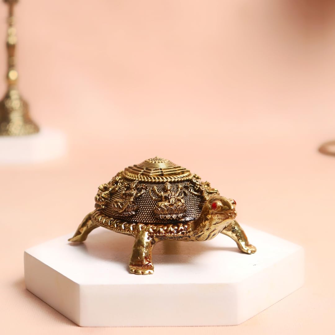 Shri Yantra On Tortoise | 3.5 Inch | Ashtalakshmi Kurma | Turtle Showpiece