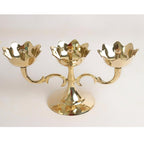 Triple Lotus Diya Stand | 8.5 Inch | Traditional Oil Lamp for Puja 3-Wick | Kuthu Vilakku Decoration