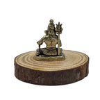 Small Brass Meditating Bholenath Murti | 1 Inch | Minature Lord Shiva | Trishul with Damru for Car Dashboard |