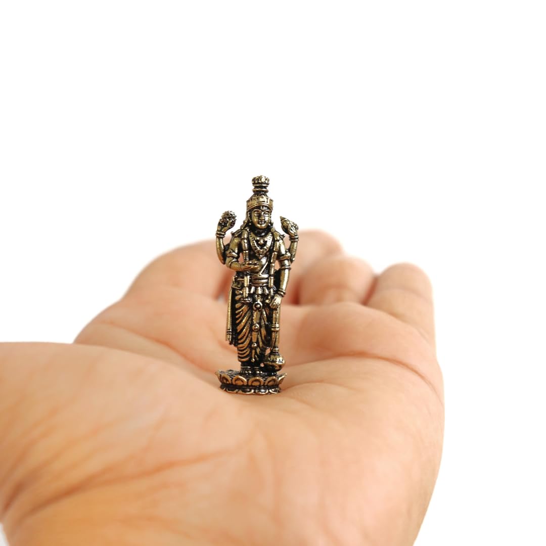 Miniature Brass Vishnu Ji | 1.5 Inch | Statue | Figures | Narayana | Hari Murti |