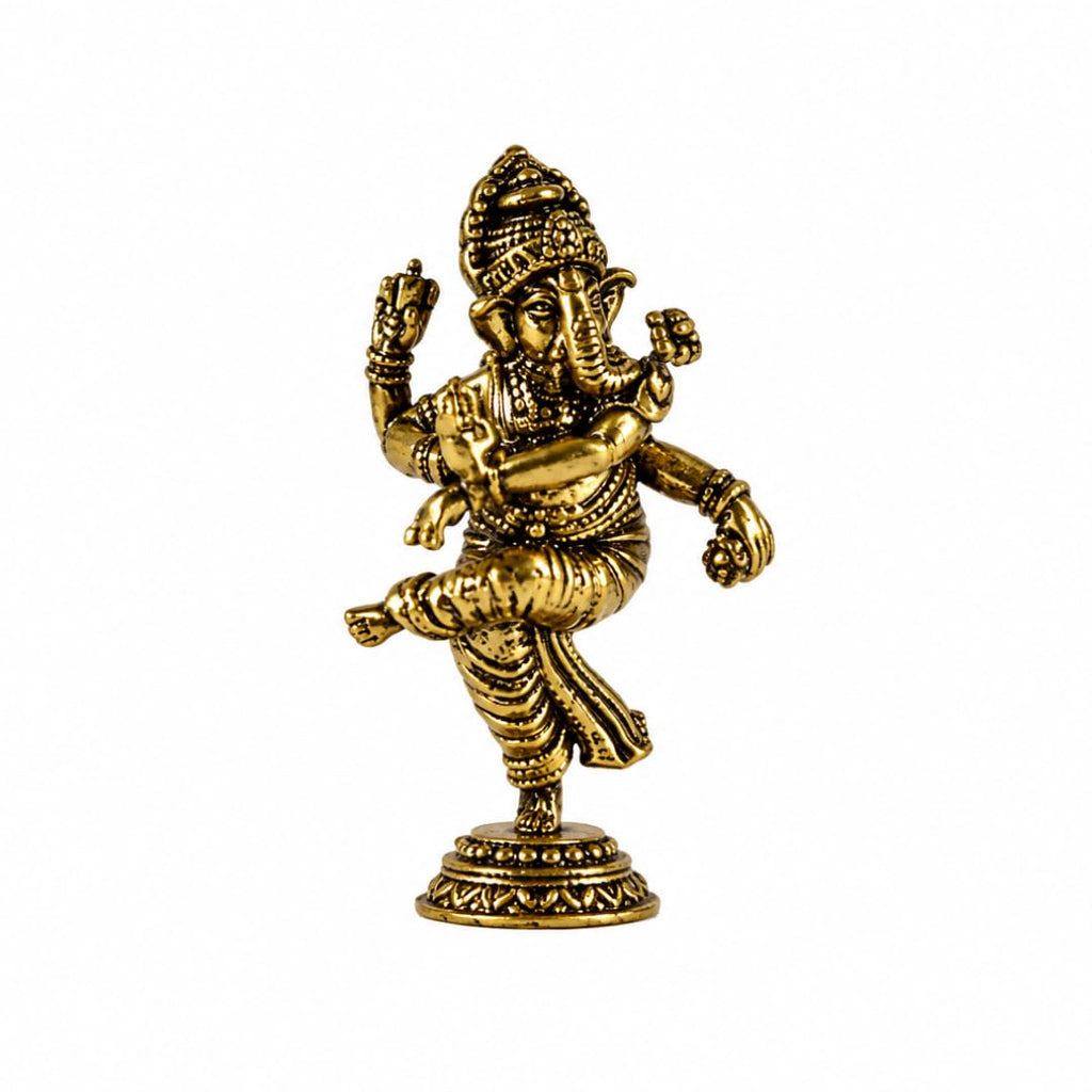 Miniature Dancing Ganesha Idol | 1.5 Inch | Brass Ganpati Murti | Car Dashboard | Pocket Size | Ganesh Chaturthi |