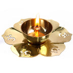 Brass Flower Design Om Diya | 5 INCH